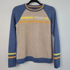 Cotopaxi libre sunrise womens small 100% cashllama striped crew neck sweater gor